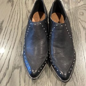 Women’s Black Leather Cowboy Shoes Size 6.5M